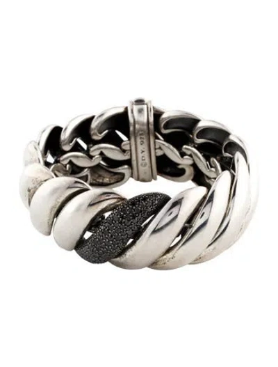 Pre-owned David Yurman Diamond Hampton Cable Link Bracelet, 6.75" In Multi