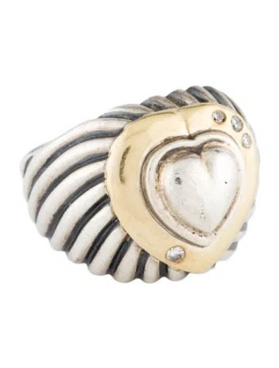 Pre-owned David Yurman Diamond Heart Cocktail Ring In Multi