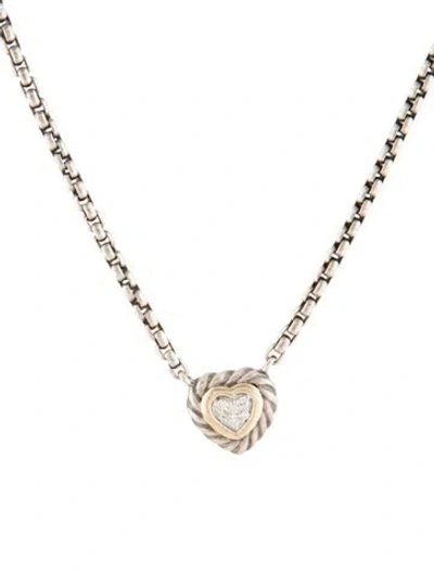Pre-owned David Yurman Diamond Heart Cookie Classic Pendant Necklace, 17" In Multi