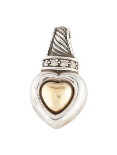 Pre-owned David Yurman Diamond Heart Enhancer Pendant In Multi
