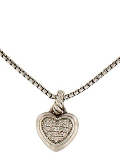 Pre-owned David Yurman Diamond Heart Pendant, 18" In Multi