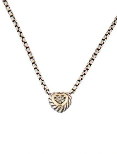 Pre-owned David Yurman Diamond Heart Pendant Necklace, 16" In Multi