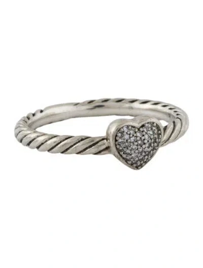 Pre-owned David Yurman Diamond Heart Stack Ring In Multi