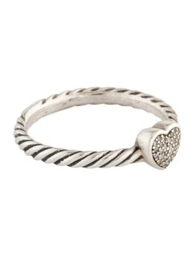 Pre-owned David Yurman Diamond Heart Stack Ring In Multicolor