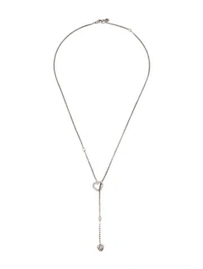 Pre-owned David Yurman Diamond Heart Y Necklace, 18" In Multi