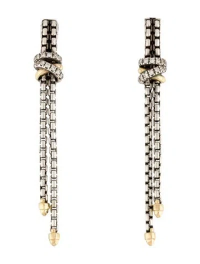 Pre-owned David Yurman Diamond Helena Chain Drop Earrings In Multi