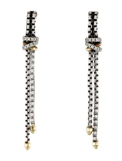 Pre-owned David Yurman Diamond Helena Chain Drop Earrings In Multi