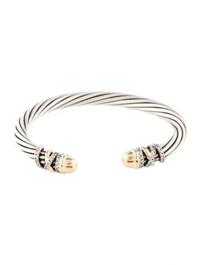 Pre-owned David Yurman Diamond Helena Cuff Bracelet, 6.75" In Multi