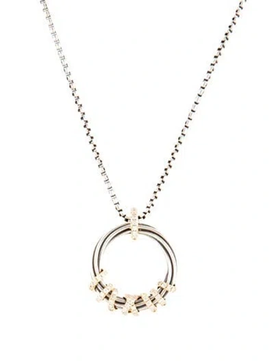 Pre-owned David Yurman Diamond Helena Pendant Necklace, 18" In Multi