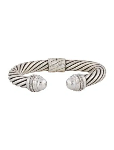 Pre-owned David Yurman Diamond Hinged Cuff Bracelet, 6.5" In Multi