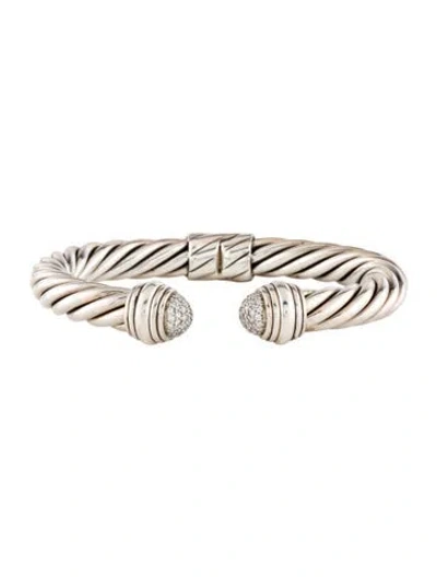 Pre-owned David Yurman Diamond Hinged Cuff Bracelet, 6.5" In Multi