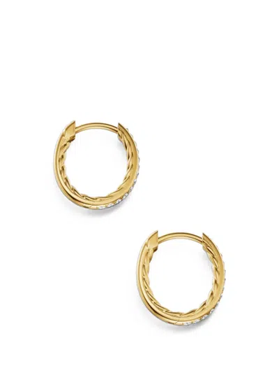 David Yurman Diamond Hoop Earrings In Gold