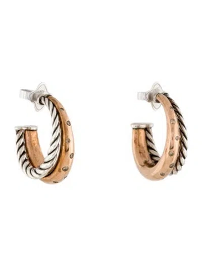 Pre-owned David Yurman Diamond Hoop Earrings In Multi