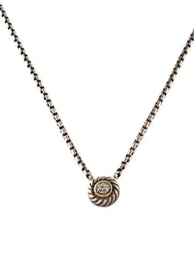 Pre-owned David Yurman Diamond Ice Cookie Pendant Necklace, 16" In Multi
