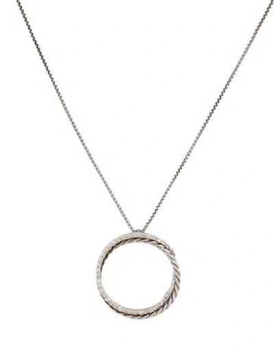 Pre-owned David Yurman Diamond Infinity Crossover Circle Pendant Necklace, 16" In Multi