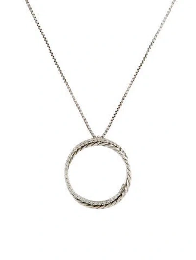 Pre-owned David Yurman Diamond Infinity Crossover Circle Pendant Necklace, 16" In Multi