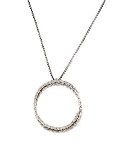 Pre-owned David Yurman Diamond Infinity Crossover Circle Pendant Necklace, 17" In Multi