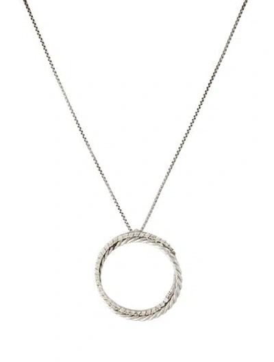 Pre-owned David Yurman Diamond Infinity Crossover Circle Pendant Necklace, 17" In Multi