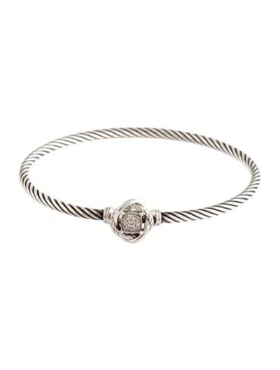 Pre-owned David Yurman Diamond Infinity Station Bangle Bracelet, 6.5" In Multicolor