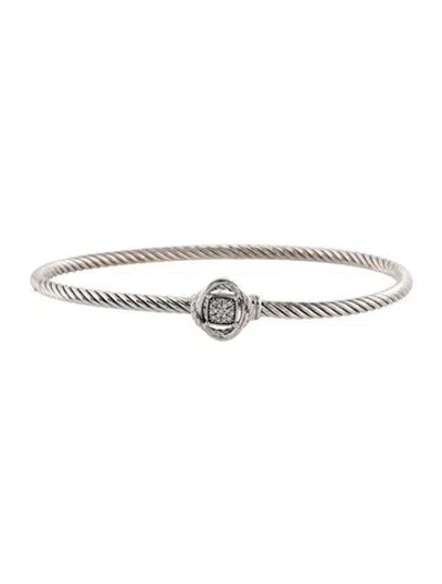 Pre-owned David Yurman Diamond Infinity Station Bangle Bracelet, 7", 7" In Multicolor
