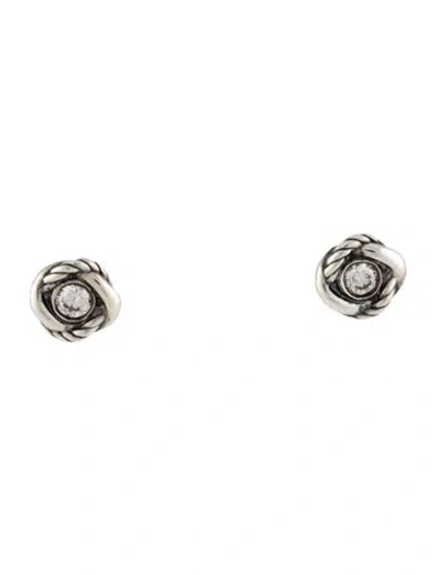 Pre-owned David Yurman Diamond Infinity Stud Earrings In Multi