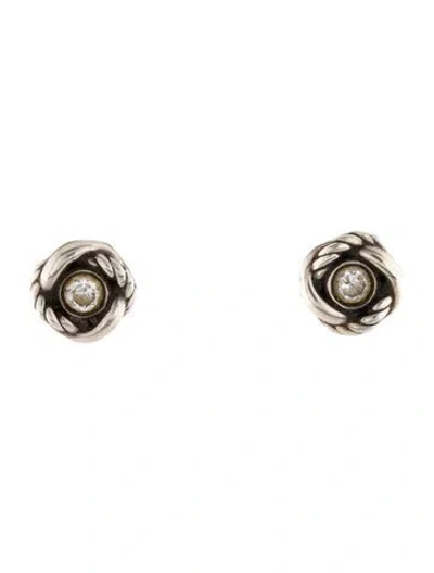Pre-owned David Yurman Diamond Infinity Studs In Multi