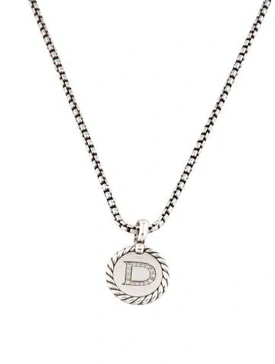Pre-owned David Yurman Diamond Initial 'd' Charm Pendant Necklace, 18" In Multicolor