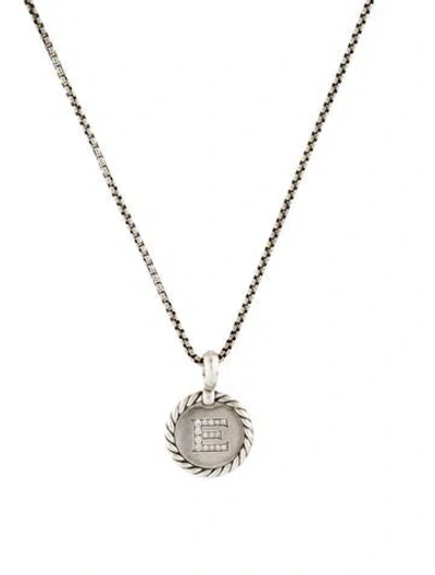 Pre-owned David Yurman Diamond Initial 'e' Pendant Necklace, 17" In Multicolor