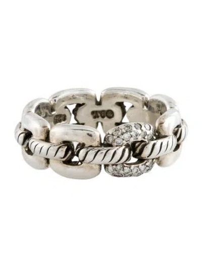 Pre-owned David Yurman Diamond Interlocking Chain Link Band In Multi