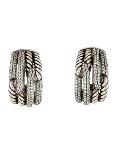 Pre-owned David Yurman Diamond Labyrinth Double-loop Earrings In Multi
