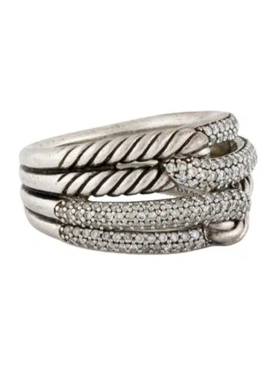 Pre-owned David Yurman Diamond Labyrinth® Double-loop Ring In Multi