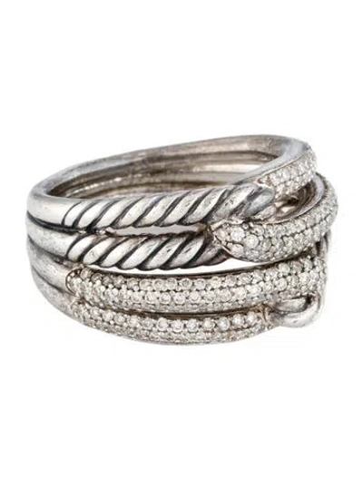 Pre-owned David Yurman Diamond Labyrinth® Double-loop Ring In Multi