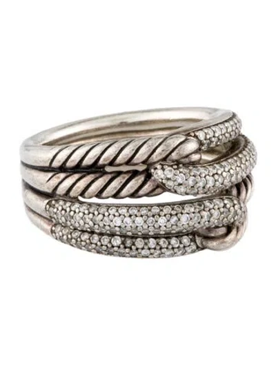 Pre-owned David Yurman Diamond Labyrinth Double-loop Ring In Multi