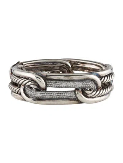 Pre-owned David Yurman Diamond Labyrinth Hinged Bangle, 6.5" In Multi