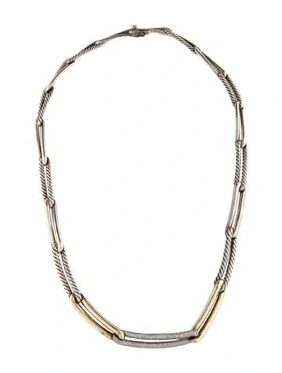 Pre-owned David Yurman Diamond Labyrinth Link Necklace, 17.25" In Multi