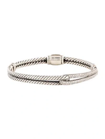 Pre-owned David Yurman Diamond Labyrinth Single Loop Hinge Bangle Bracelet, 6.25" In Multicolor