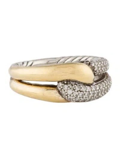 Pre-owned David Yurman Diamond Labyrinth Single Loop Ring In Multi