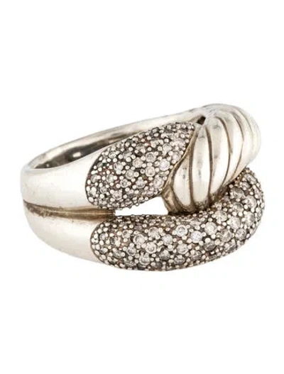 Pre-owned David Yurman Diamond Labyrinth Single Loop Ring In Multi