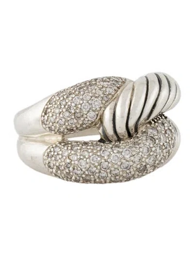 Pre-owned David Yurman Diamond Labyrinth® Single Loop Ring In Multi