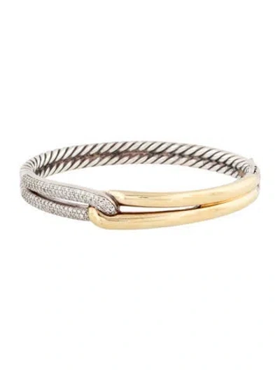 Pre-owned David Yurman Diamond Labyrinth Single-loop Bracelet In Multi