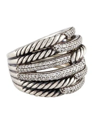 Pre-owned David Yurman Diamond Labyrinth Triple-loop Ring In Multi