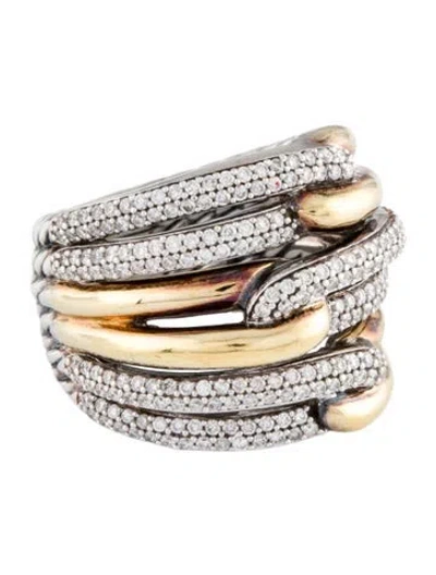 Pre-owned David Yurman Diamond Labyrinth Triple-loop Ring In Multi