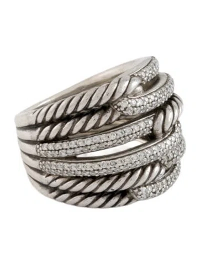 Pre-owned David Yurman Diamond Labyrinth Triple-loop Ring In Multicolor