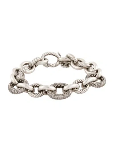 Pre-owned David Yurman Diamond Large Oval Link Chain Bracelet, 6.5" In Multi