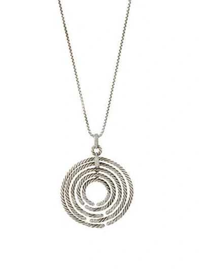 Pre-owned David Yurman Diamond Large Willow Pendant Necklace, 30" In Multi