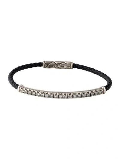Pre-owned David Yurman Diamond Leather Braided Bracelet, 6.5" In Multicolor