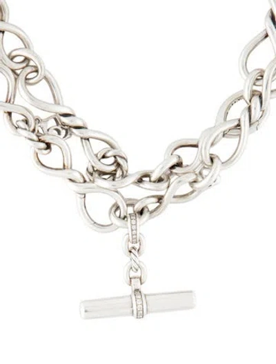 Pre-owned David Yurman Diamond Lexington Barrel Pendant W/ Continuance Convertible Chain Necklace, 36" In Multicolor