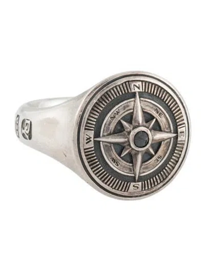 Pre-owned David Yurman Diamond Maritime® Compass Signet Ring In Multi