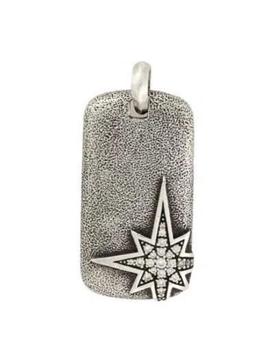 Pre-owned David Yurman Diamond Maritime North Star Dog Tag Pendant In Multi