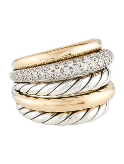 Pre-owned David Yurman Diamond Mercer Multi Row Ring In Multicolor